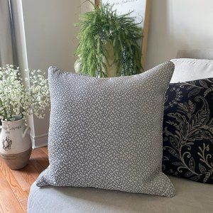 (Set of 2) Oversized 20" Designer Accent Pillows Silver Embroidered Pattern